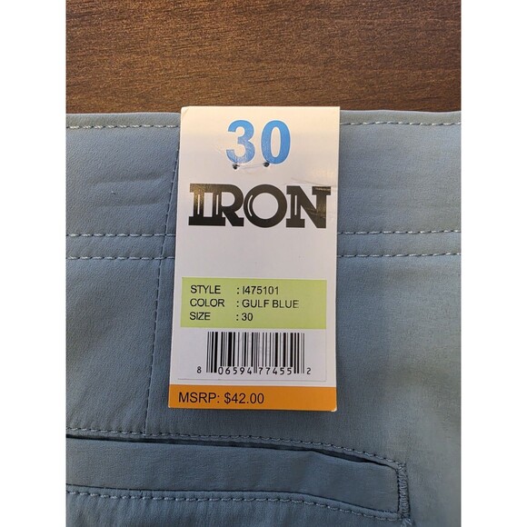 NWT Iron Co Mens Shorts Size 30 Stretch Tech Fabric Gulp Blue NEW Casual - Picture 3 of 7